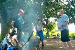 Drum tuning in African village